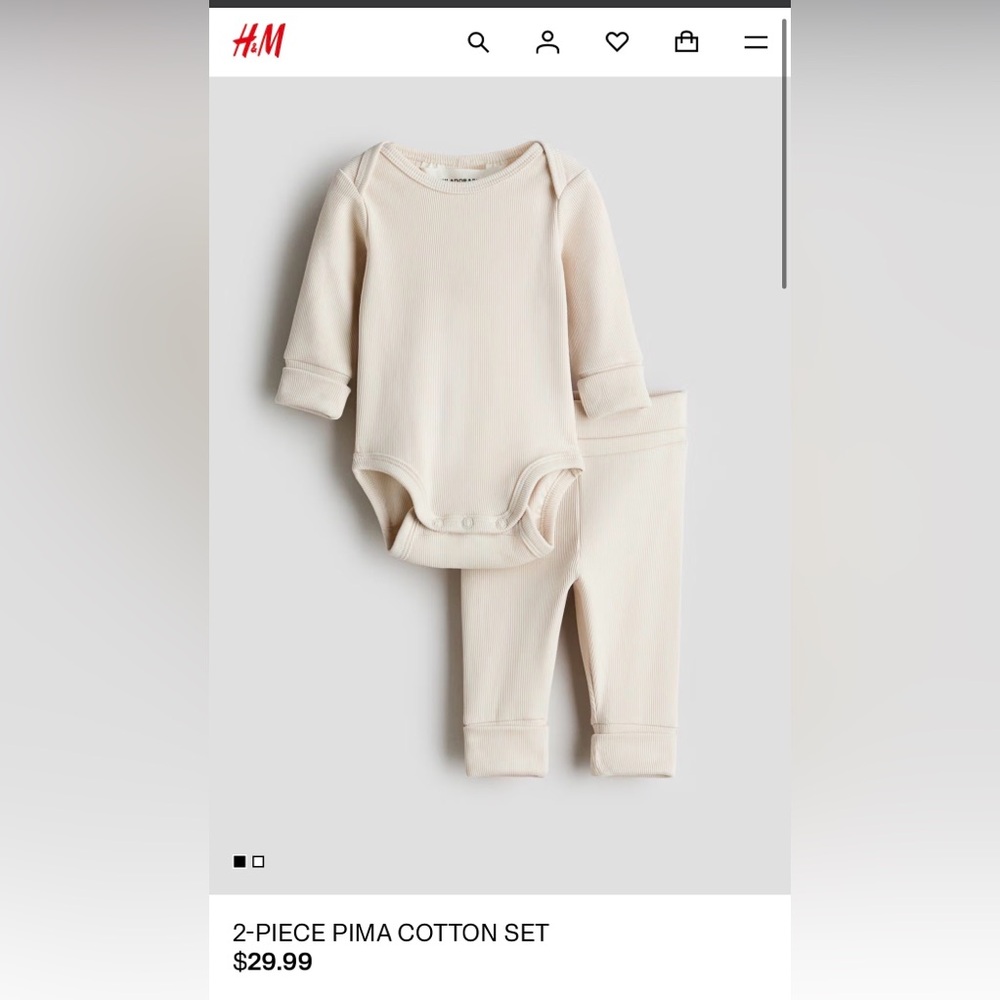 H&M Soft Cream Cotton Baby Set